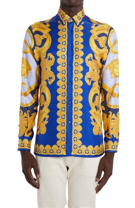 versace button up shirt mens|versace men's button shirts.